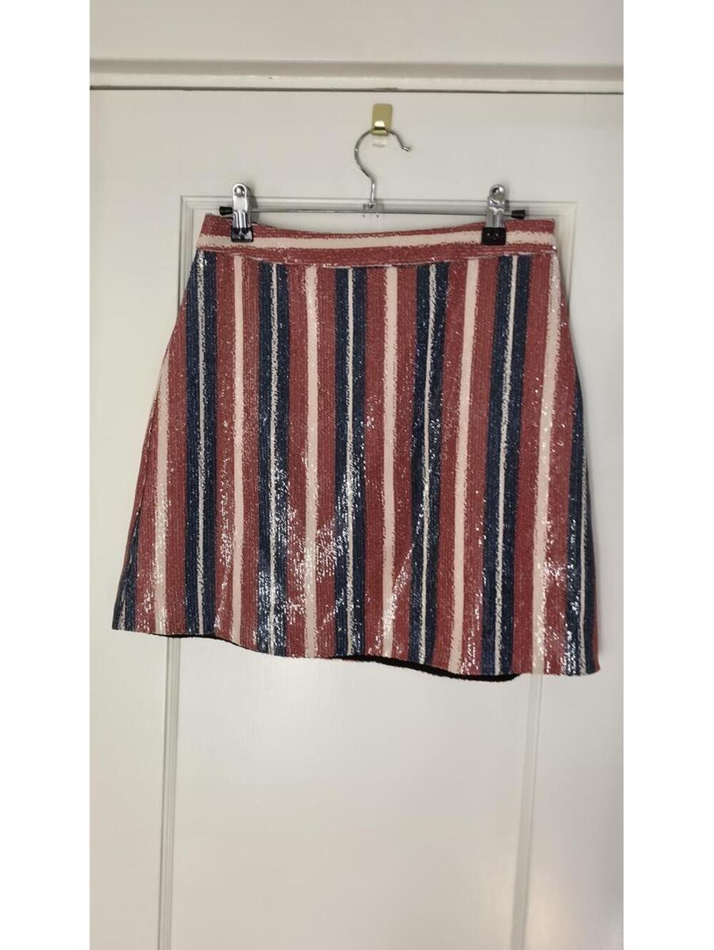 Zara Basic Sequin Striped A-Line Mini Skirt Multicolor Party Skirt